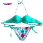 Faerdasi Floral print Bikini set Women push up Biquini 2017 New Bandage Swimsuit Summer Bandeau Swimwear Maillot de bain femme