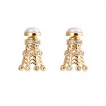 Fancy Fashion Gold/Black/Silver Plated Full CZ Cubic Ziconia Badminton Shape Two Sided Stud Earrings 