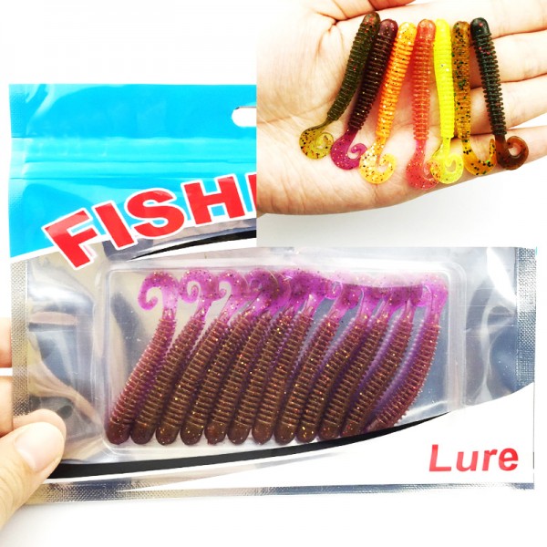 Fishing lure soft with salt smell 12pcs 1.3g/6cm vivid Fishing Worm Swimbait Soft Lure Fishing Bait Fishing Lure Artificial 148