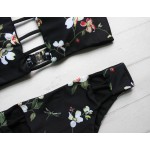 Floral Women Bikini Set New Halter Swimwear Printed Bikini High Neck Lace Up Front Top and Cheeky Bottom Size S-L Sexy Swimsuit