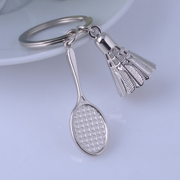 Free Shipping 1 piece Creative gifts accessories Badminton and racket key chain shuttlecock & badminton racket keychain key ring