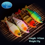 Free Shipping Hard Plastic 2 Jointed Obese Joint hunter Soft Tail Multi-jointed Fishing lures Swimbait 140MM 55G