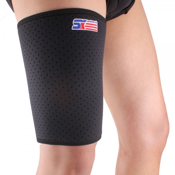 Free Shipping SX650 Sports Badminton Elastic Stretchy Thigh Brace Support  Wrap Band - Black