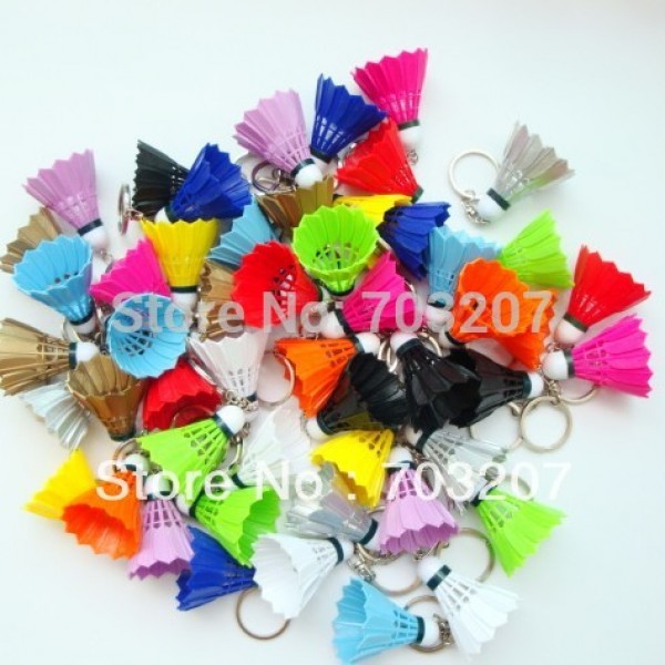 Free shipping(50pcs/lot)fashional key colorful badminton decorations badminton chain badminton pendant Accessories Keychain