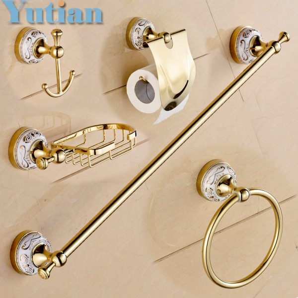 Free shipping,Stainless Steel + ceramic Bathroom Accessories ,Paper Holder,Towel Bar,Soap basket,bathroom sets,YT-10200-5