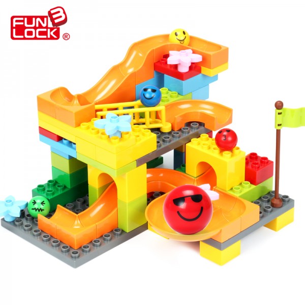 Funlock Duplo 70pcs Marble Run Plastic Slide Building Blocks Set for Kid Fun Educational Toys Gift for Children