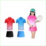 Girl Tennis Badminton Suits With Children Tee Shirt and Sports Skirt Quick Dry