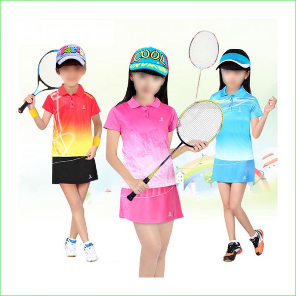 Girl Tennis Badminton Suits With Children Tee Shirt and Sports Skirt Quick Dry