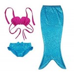 Girls Swimwear Children Mermaid Three Piece Swim Suit Set Water Sports Clothing Set Kids Bikini Set With Fishtail Swim Wear