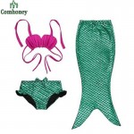 Girls Swimwear Children Mermaid Three Piece Swim Suit Set Water Sports Clothing Set Kids Bikini Set With Fishtail Swim Wear