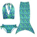 Girls Swimwear Children Mermaid Three Piece Swim Suit Set Water Sports Clothing Set Kids Bikini Set With Fishtail Swim Wear