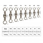 Goture 200pcs Barrel Swivel Stainless Steel Sea Fishing Hook Connector Fishing Hook Snap Size 10, 8, 6, 4, 2, 1/0, 3/0, 5/0