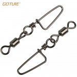 Goture 200pcs/bag Fishing Swivel Rolling Swivel with Coastlock Snap Size 6, 4, 2 Hook Lure Connector Terminal Fishing Tackle