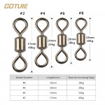 Goture 200pcs/lot Rolling Fishing Swivel MS Size 8, 6, 4, 2 Sea Rock Fishing tackle Fishhooks Accessories Strong Swivels