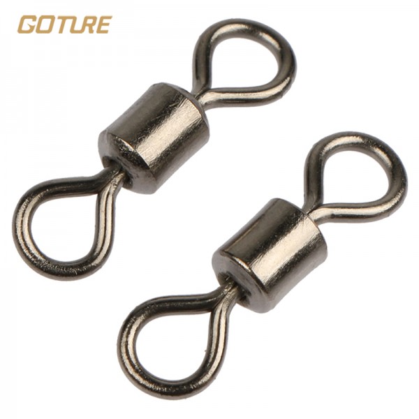 Goture 200pcs/lot Rolling Fishing Swivel MS Size 8, 6, 4, 2 Sea Rock Fishing tackle Fishhooks Accessories Strong Swivels