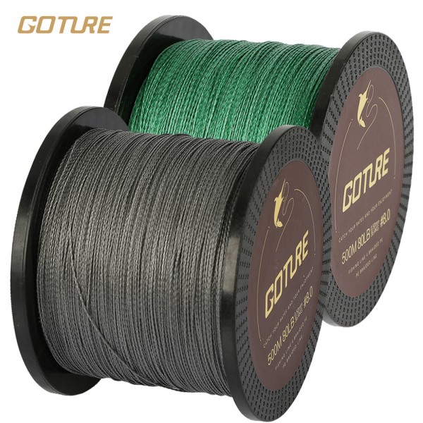 Goture 4 Strands 500M PE Braided Fishing Line Multifilament Wire Leader Rope Line for Sea Fishing 8 10 20 30 40 60 LB