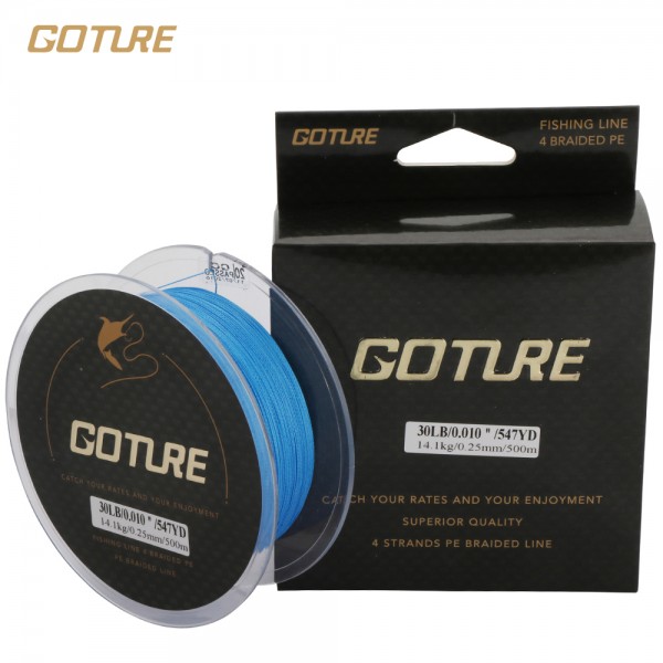 Goture 500M Strong Braided Fishing Line 4 Strands PE Multifilament  Line Sea Fishing Saltwater 8LB - 80LB