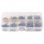 Goture 500pcs Black Carbon Steel Fishing Hooks Fishhooks  3# -12# 10 Sizes Plus Fishing Tackle Box