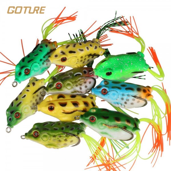 Goture 9pcs or 18pcs Top Water Frog Fishing Lure Fishing Tackle 5.5CM/12.5G Surface/Floating Artificial Soft Lure 