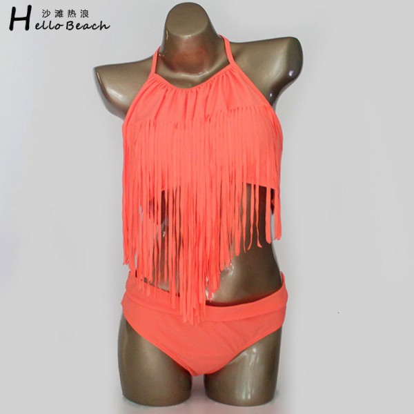 HELLO BEACH Women's Swimming Suit Fringe Bikini Sexy Bathing Suit Biquini Long Tassel Swimwear Plus Size Bikini sets Large Size