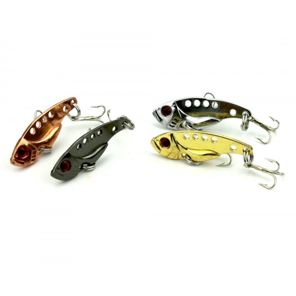 HENGJIA 4pcs 4 color Full swimming layer shock VIB 35mm 3.2g Metal Blade Fishing Hard Lures Fishing Baits VI013