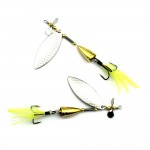 HENGJIA 5 pieces/lot 10cm 13g Silver Spinner Spoon Fishing lures Metal Fishing Tackle yellow Feather Hook