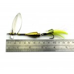 HENGJIA 5 pieces/lot 10cm 13g Silver Spinner Spoon Fishing lures Metal Fishing Tackle yellow Feather Hook