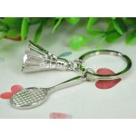 HJ Badminton Rackets Zinc Alloy Charm Keyring Keyfob Polished Chrome Classic 3D Pendant KeyChain Creative Gift Free shipping