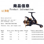 HOT SALE! Spinning reel fishing reel 2000/3000/4000/5000 5.5:1 spinning reel casting fishing reel lure tackle line K8356