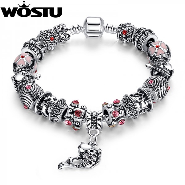 HOT SELL European Style Charm Beads Bracelet 925 Silver Fish Charm fit Bracelets For Women Fashion Jewelry FB1236