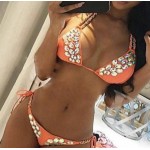 HOTTING ! 2016 VENUS VACATION New rhinestone swimwear two piece swimsuit diamond bandeau bikini