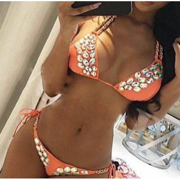 HOTTING ! 2016 VENUS VACATION New rhinestone swimwear two piece swimsuit diamond bandeau bikini