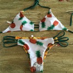 High Neck Bikini 2017 Women Floral Biquini Cropped Bandage Swimsuit Sexy Brazilian Bikinis Female Push Up Swimwear Thong Beach