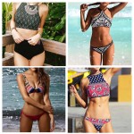 High Neck Bikini 2017 Women Floral Biquini Cropped Bandage Swimsuit Sexy Brazilian Bikinis Female Push Up Swimwear Thong Beach