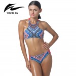 High Neck Bikini Bandage Swimwear Sexy Print Bikini Sets High Quality Halter High Neck Biquini Push Up Swimwear Bathing Suit