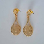 High Quality Gold Plated Imitation Pearl Badminton Racket Unique Sense Of Design Drop Earrings For Women Fashion Jewelry