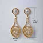 High Quality Gold Plated Imitation Pearl Badminton Racket Unique Sense Of Design Drop Earrings For Women Fashion Jewelry