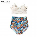 High Waist Swimsuit Bikini Women 2017 Push Up Swimwear Female Sexy Bikini Set Beach Wear Vintage Bathing Suit Retro Floral Print