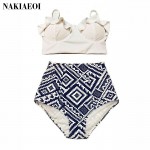 High Waist Swimsuit Bikini Women 2017 Push Up Swimwear Female Sexy Bikini Set Beach Wear Vintage Bathing Suit Retro Floral Print