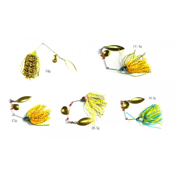 Hot 2016 Spinnerbait Mixed Weight 5 Colors Metal Fishing Spoon Jigs Skirt Silicone Fishing Lures Spinner Baits