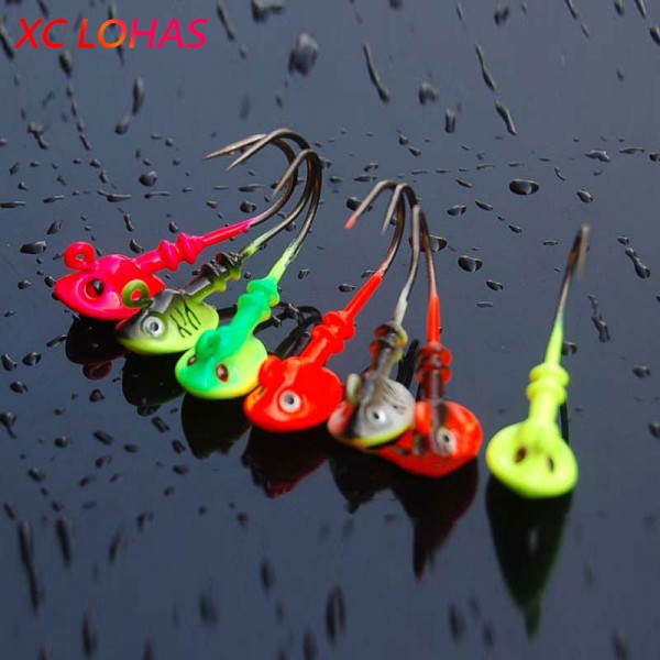 Hot 5 Pcs/ Lot Fish Head Hooks 7g/10g14g Random Color Lead Head Hook Lure Hook Jig Head Fishing Tackle Fishing Accessories