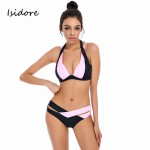 Hot Girls Sexy Bikinis Women Swimwear 2017 Summer Beach Wear Push Up Swimsuit Bikini Set Bandage Bathing Suit Color Block XL