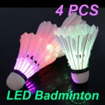 Hot Sale 4 Pcs Colorful LED Badminton Shuttlecock Ball Feather Bright In Night Outdoor Entertainment Sport Accessories In Night 