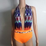 Hottest ! Sexy playsuit print Sportswear Playsuit High Waist Monokini Women Backless beach playsuit Sportswear Swimsuit bikini