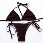 JABERAI Solid Swimsuit 2017 Brown Bikini Fit Strappy butt Bottom Scrunch Halter String Brazilian Bikini Set Micro swimwear 1