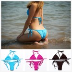 JABERAI Solid Swimsuit 2017 Brown Bikini Fit Strappy butt Bottom Scrunch Halter String Brazilian Bikini Set Micro swimwear 1