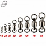 JSM 10pcs Ball Bearing Fishing Swivel With Solid Ring Brass With Black Nickle Sea Fishing Swivels Connector Size 1 2 3 4 5 6 7 8