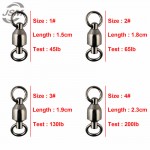 JSM 10pcs Ball Bearing Fishing Swivel With Solid Ring Brass With Black Nickle Sea Fishing Swivels Connector Size 1 2 3 4 5 6 7 8