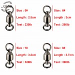 JSM 10pcs Ball Bearing Fishing Swivel With Solid Ring Brass With Black Nickle Sea Fishing Swivels Connector Size 1 2 3 4 5 6 7 8