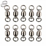 JSM 10pcs Ball Bearing Fishing Swivel With Solid Ring Brass With Black Nickle Sea Fishing Swivels Connector Size 1 2 3 4 5 6 7 8